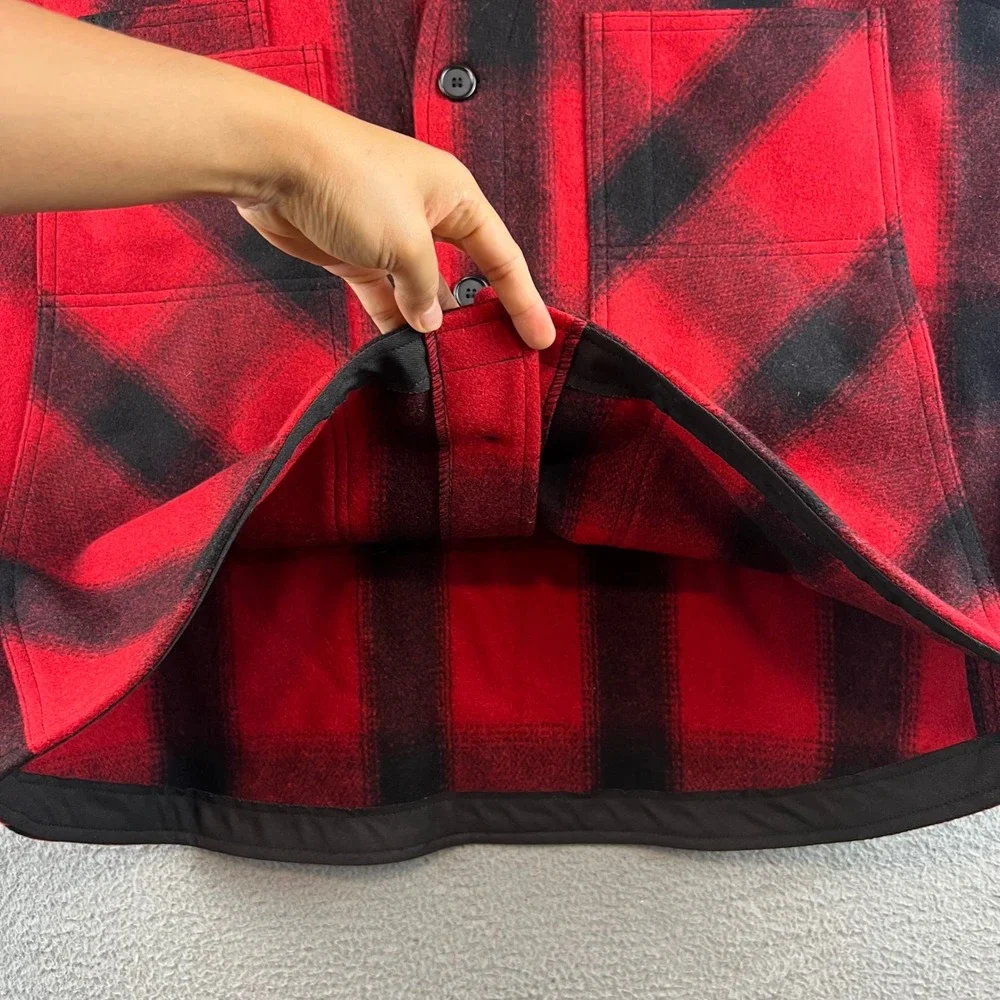 Stormy Kromer Mens Red Black Buffalo Plaid 100% Wool Button Front Vest XL USA
